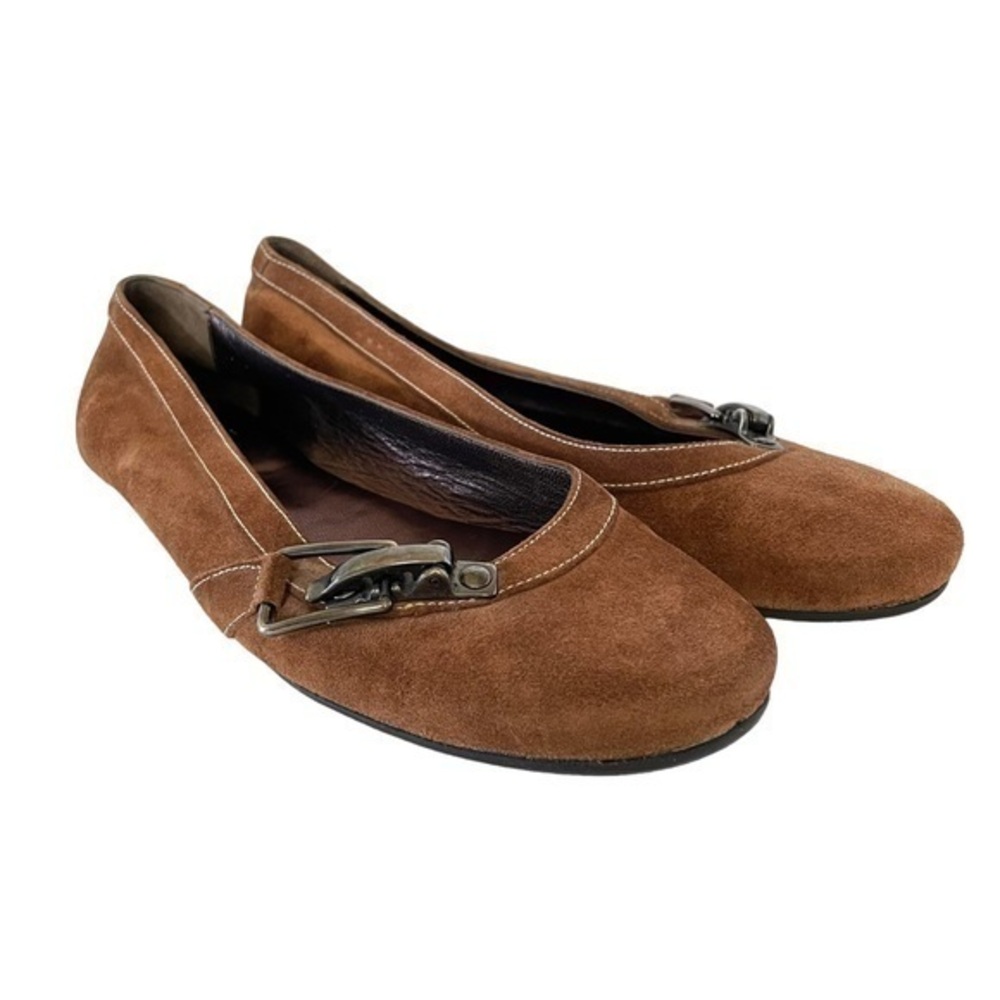 BUI By Barbara Bui Brown Suede Leather Buckle Accent Ballet Flats